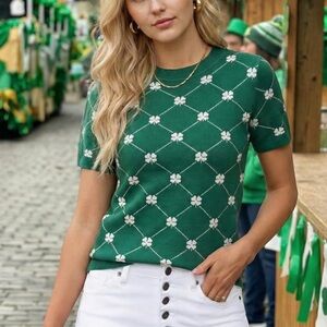 Arach&Cloz Women's Lightweight Wool Blend Short Sleeve Sweater Top